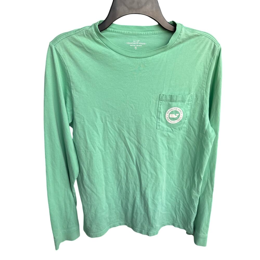 Vineyard Vines Long Sleeve Pocket T-Shirt Green Whale Logo Men’s XL